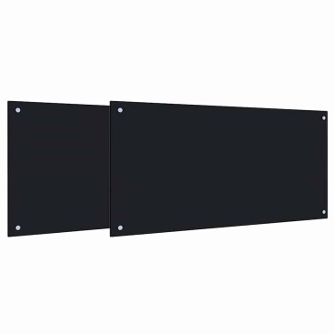 vidaXL Πλάτη κουζίνας 2 τμχ. Μαύρο 100 x 50 cm σκληρυμένο γυαλί