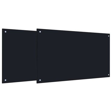 vidaXL Πλάτη κουζίνας 2 τμχ. Μαύρο 100 x 60 cm σκληρυμένο γυαλί