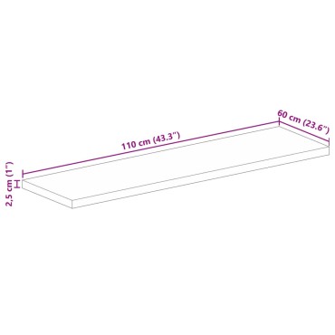 vidaXL Επιφάνεια Τραπεζιού Ορθογώνια 110x60x2,5cm Μασίφ Ξύλο Ακακίας 1 τεμ.