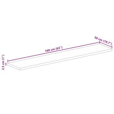 vidaXL Επιφάνεια Γραφείου Ορθογώνια 160x50x2,5cm Μασίφ Ξύλο Ακακίας