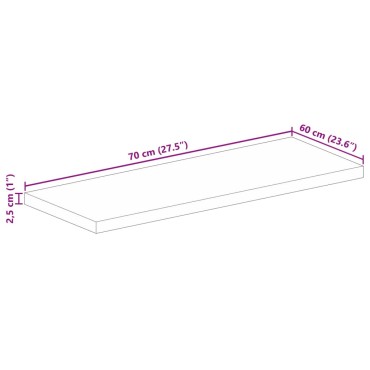 vidaXL Επιφάνεια Τραπεζιού Ορθογώνια 70x60x2,5cm Μασίφ Ξύλο Ακακίας 1 τεμ.