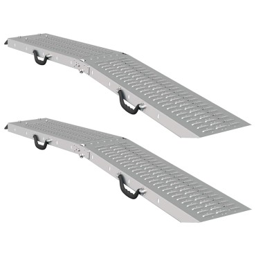 vidaXL Πτυσσόμενη ράμπα 200kg ανά ράμπα 2 pcs Ασημί 166 x 23 x 4,5 εκ