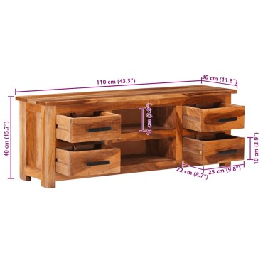 vidaXL Έπιπλο Τηλεόρασης 110x30x40cm από Μασίφ Ξύλο