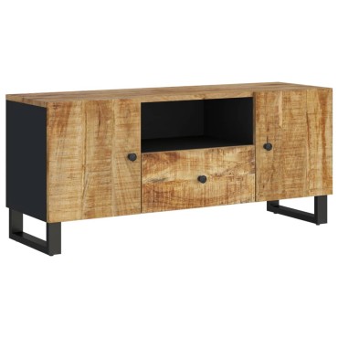 vidaXL Έπιπλο Τηλεόρασης 105x33,5x46cm Μασίφ Ξύλο Μάνγκο & Επεξ. Ξύλο