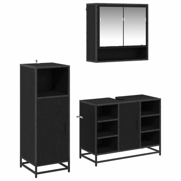 vidaXL Σετ Επίπλων Μπάνιου 3 τεμ. Μαύρη Οξυά 80x33x60 εκ