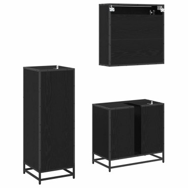 vidaXL Σετ Επίπλων Μπάνιου 3 τεμ. Μαύρη Οξυά 35x37,5x100cm