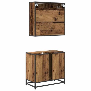 vidaXL Σετ Επίπλων Μπάνιου 2 τεμ. Παλιό Ξύλο 65x33x60 εκ