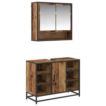 vidaXL Σετ Επίπλων Μπάνιου 2 τεμ. Παλιό Ξύλο 80x33x60 εκ