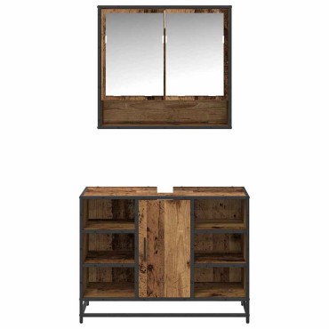 vidaXL Σετ Επίπλων Μπάνιου 2 τεμ. Παλιό Ξύλο 80x33x60 εκ