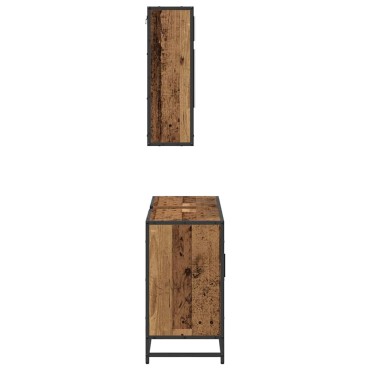 vidaXL Σετ Επίπλων Μπάνιου 2 τεμ. Παλιό Ξύλο 80x33x60 εκ
