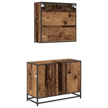 vidaXL Σετ Επίπλων Μπάνιου 2 τεμ. Παλιό Ξύλο 80x33x60 εκ