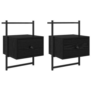 vidaXL Κομοδίνο 2 τεμ. Μαύρη Οξυά 35x30x51cm Επεξεργασμένο Ξύλο
