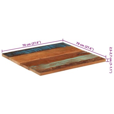 vidaXL Επιφάνεια Τραπεζιού Τετρ. 70x70cm 25-27 χιλ. Μασίφ Ανακ. Ξύλο 1 τεμ.