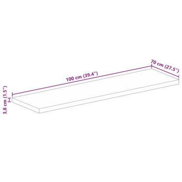 vidaXL Επιφάνεια Τραπεζιού Ορθογώνια 100x70x3,8cm Μασίφ Ξύλο Μάνγκο 1 τεμ.