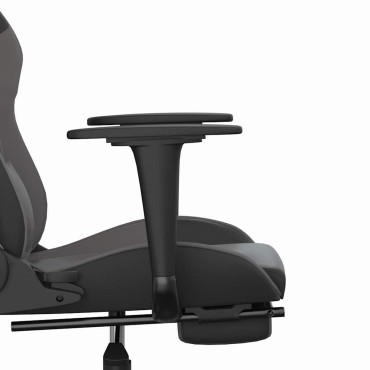 vidaXL Καρέκλα Gaming Μασάζ Υποπόδιο Μαύρο&Γκρι από Συνθετικό Δέρμα 66x56x(120,5-131)cm 1 τεμ.