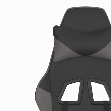 vidaXL Καρέκλα Gaming Μασάζ Υποπόδιο Μαύρο&Γκρι από Συνθετικό Δέρμα 66x56x(120,5-131)cm 1 τεμ.