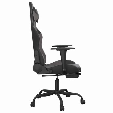 vidaXL Καρέκλα Gaming Μασάζ Υποπόδιο Μαύρο&Γκρι από Συνθετικό Δέρμα 66x56x(120,5-131)cm 1 τεμ.