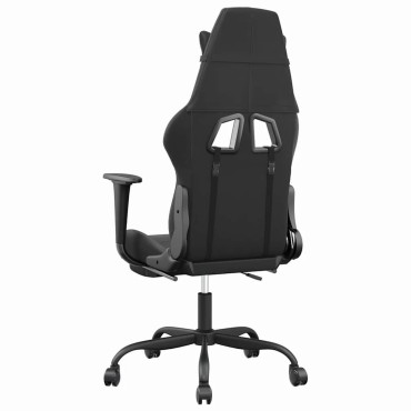 vidaXL Καρέκλα Gaming Μασάζ Υποπόδιο Μαύρο&Γκρι από Συνθετικό Δέρμα 66x56x(120,5-131)cm 1 τεμ.