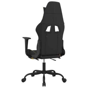 vidaXL Καρέκλα Μασάζ Gaming Μαύρη/Κίτρινο Ύφασμα με Υποπόδιο 66x58x(120-130)cm 1 τεμ.