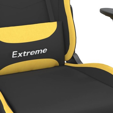 vidaXL Καρέκλα Μασάζ Gaming Μαύρη/Κίτρινο Ύφασμα με Υποπόδιο 66x58x(120-130)cm 1 τεμ.