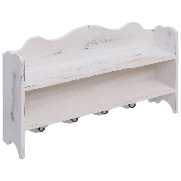 vidaXL Κρεμάστρα Τοίχου Λευκή 50 x 10 x 30 εκ. Ξύλινη