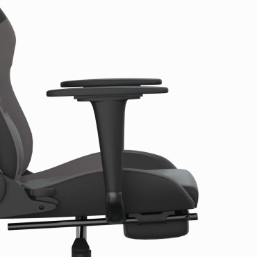 vidaXL Καρέκλα Gaming Μασάζ Υποπόδιο Μαύρο/Γκρι από Συνθετικό Δέρμα 66x56x(120,5-131)cm 1 τεμ.