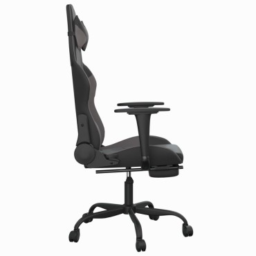 vidaXL Καρέκλα Gaming Μασάζ Υποπόδιο Μαύρο/Γκρι από Συνθετικό Δέρμα 66x56x(120,5-131)cm 1 τεμ.