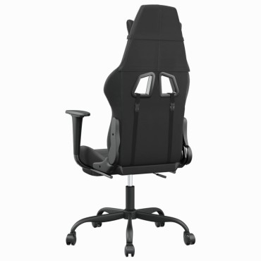 vidaXL Καρέκλα Gaming Μασάζ Υποπόδιο Μαύρο/Γκρι από Συνθετικό Δέρμα 66x56x(120,5-131)cm 1 τεμ.