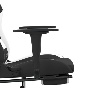 vidaXL Καρέκλα Gaming Μαύρο/Λευκό Ύφασμα με Υποπόδιο 66x58x(120-130)cm 1 τεμ.