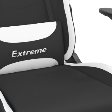 vidaXL Καρέκλα Gaming Μαύρο/Λευκό Ύφασμα με Υποπόδιο 66x58x(120-130)cm 1 τεμ.