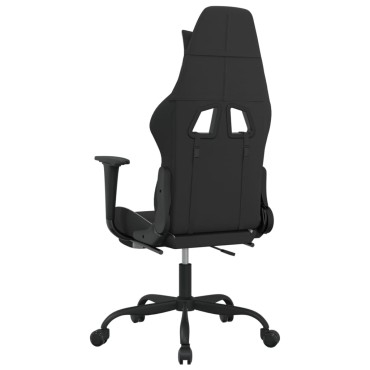 vidaXL Καρέκλα Μασάζ Gaming Μαύρη/Λευκή Ύφασμα με Υποπόδιο 66x58x(120-130)cm 1 τεμ.