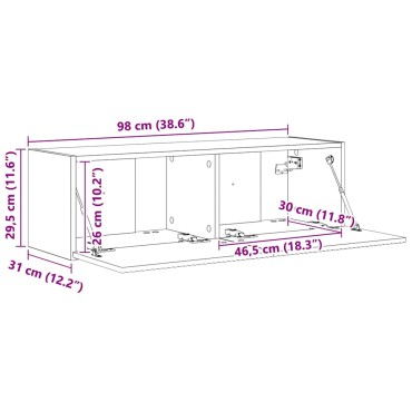 vidaXL Ντουλάπι Τηλεόρασης Τοίχου 98x31x29,5cm Σκυρόδεμα