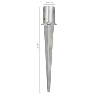 vidaXL Στηρίγματα Εδάφους 2 τεμ. Ασημί 10x76 εκ. Γαλβανισμένο Ατσάλι