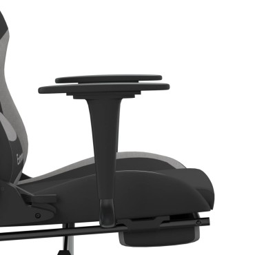 vidaXL Καρέκλα Gaming Μαύρη/Ανοιχτό γκρι Ύφασμα με Υποπόδιο 66x58x(120-130)cm 1 τεμ.