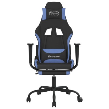 vidaXL Καρέκλα Gaming Μαύρη/Μπλε Ύφασμα με Υποπόδιο 66x58x(120-130)cm 1 τεμ.