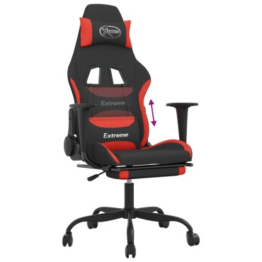 vidaXL Καρέκλα Gaming Μαύρη/κόκκινο Ύφασμα με Υποπόδιο 66x58x(120-130)cm 1 τεμ.