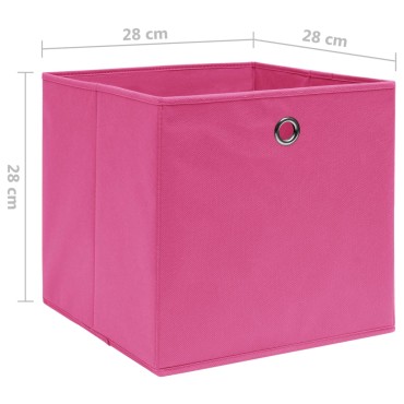 vidaXL Κουτιά Αποθήκευσης 10 τεμ. Ροζ 28x28x28 εκ. Ύφασμα Non-woven