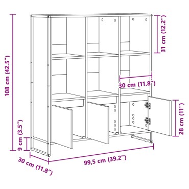 vidaXL Βιβλιοθήκη 99,5x30x108cm Επεξεργασμένο Ξύλο 1 τεμ.