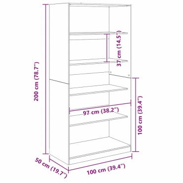 vidaXL Ντουλάπι Μαύρη Οξυά 100x50x200cm Επεξεργασμένο Ξύλο