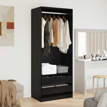 vidaXL Ντουλάπι Μαύρη Οξυά 80x50x200cm Επεξεργασμένο Ξύλο