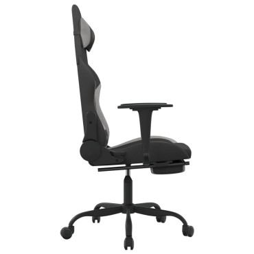 vidaXL Καρέκλα Gaming Μασάζ Υποπόδιο Μαύρη/Αν. Γκρι Ύφασμα με Υποπόδιο 66x58x(120-130)cm 1 τεμ.