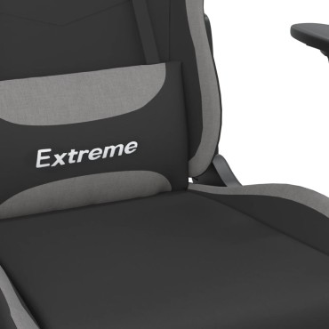 vidaXL Καρέκλα Gaming Μασάζ Υποπόδιο Μαύρη/Αν. Γκρι Ύφασμα με Υποπόδιο 66x58x(120-130)cm 1 τεμ.