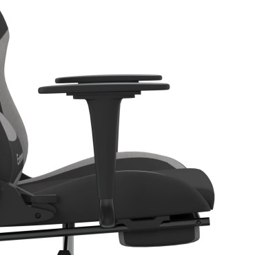 vidaXL Καρέκλα Gaming Μασάζ Υποπόδιο Μαύρη/Αν. Γκρι Ύφασμα με Υποπόδιο 66x58x(120-130)cm 1 τεμ.