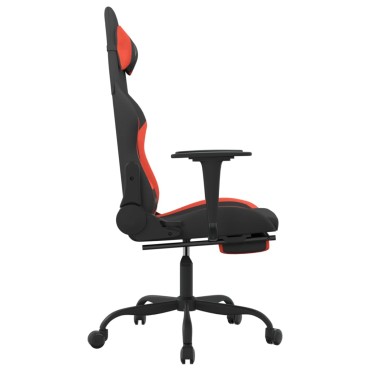 vidaXL Καρέκλα Μασάζ Gaming Μαύρο και Κόκκινη Ύφασμα με Υποπόδιο 66x58x(120-130)cm 1 τεμ.