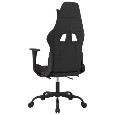 vidaXL Καρέκλα Μασάζ Gaming Μαύρο και Κόκκινη Ύφασμα με Υποπόδιο 66x58x(120-130)cm 1 τεμ.