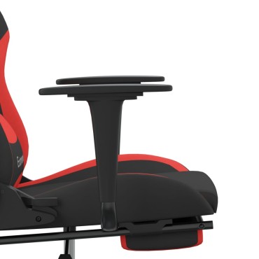 vidaXL Καρέκλα Μασάζ Gaming Μαύρο και Κόκκινη Ύφασμα με Υποπόδιο 66x58x(120-130)cm 1 τεμ.