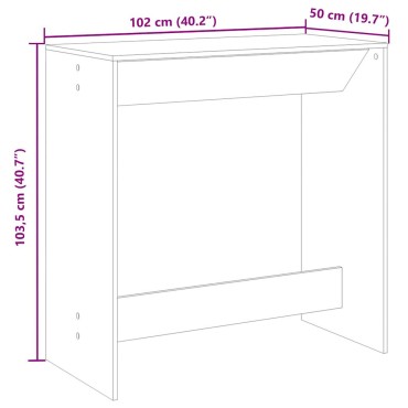 vidaXL Τραπέζι Μπαρ Όψη Παλαιού Ξύλου 102x50x103,5cm Επεξεργ. Ξύλο 1 τεμ.