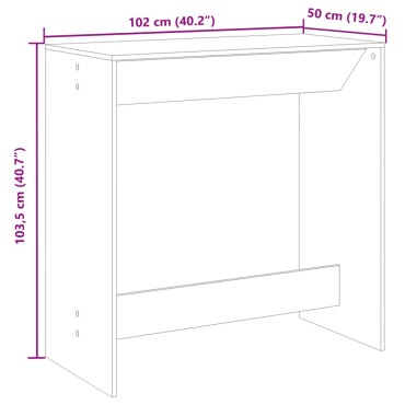 vidaXL Τραπέζι Μπαρ Αρτισιανή Δρυς 102x50x103,5cm Επεξ. Ξύλο 1 τεμ.