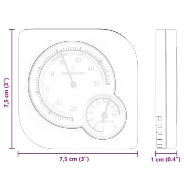 vidaXL Θερμουγρόμετρο Λευκό 7,5 x 7,5 x 1,2 εκ. ABS