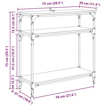 vidaXL Τραπέζι κονσόλας Μαύρη Οξυά 75x29x75cm Επεξεργασμένο Ξύλο 1 τεμ.